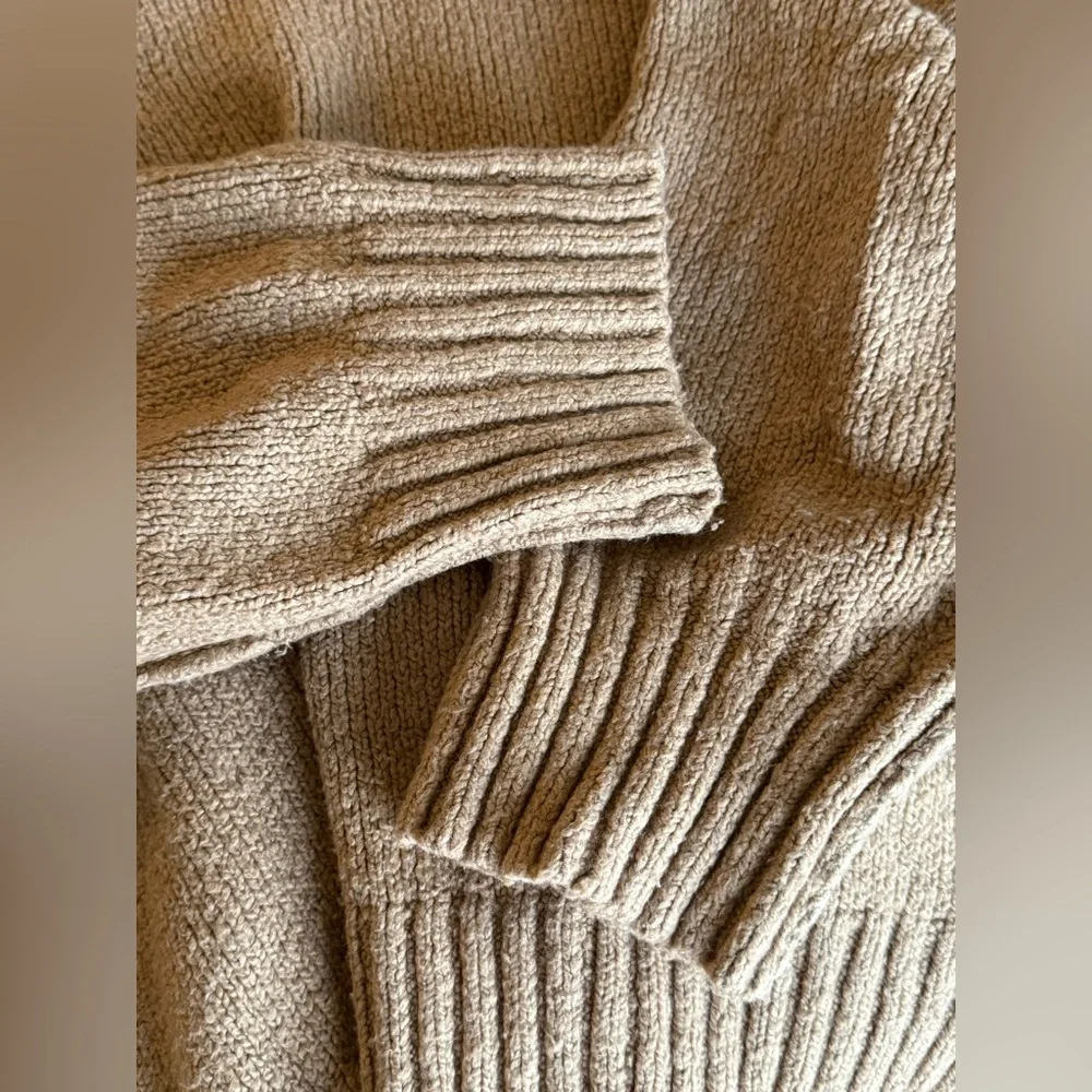 Free People Brookside Boho Soft Oversized Scoopneck Tunic Sweater Desert Camel M